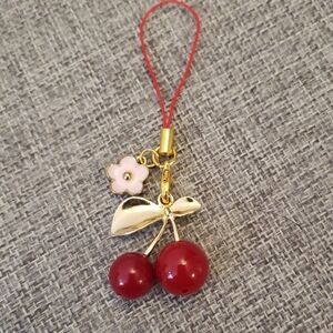 Cherry and Flower Charm Phone Charm